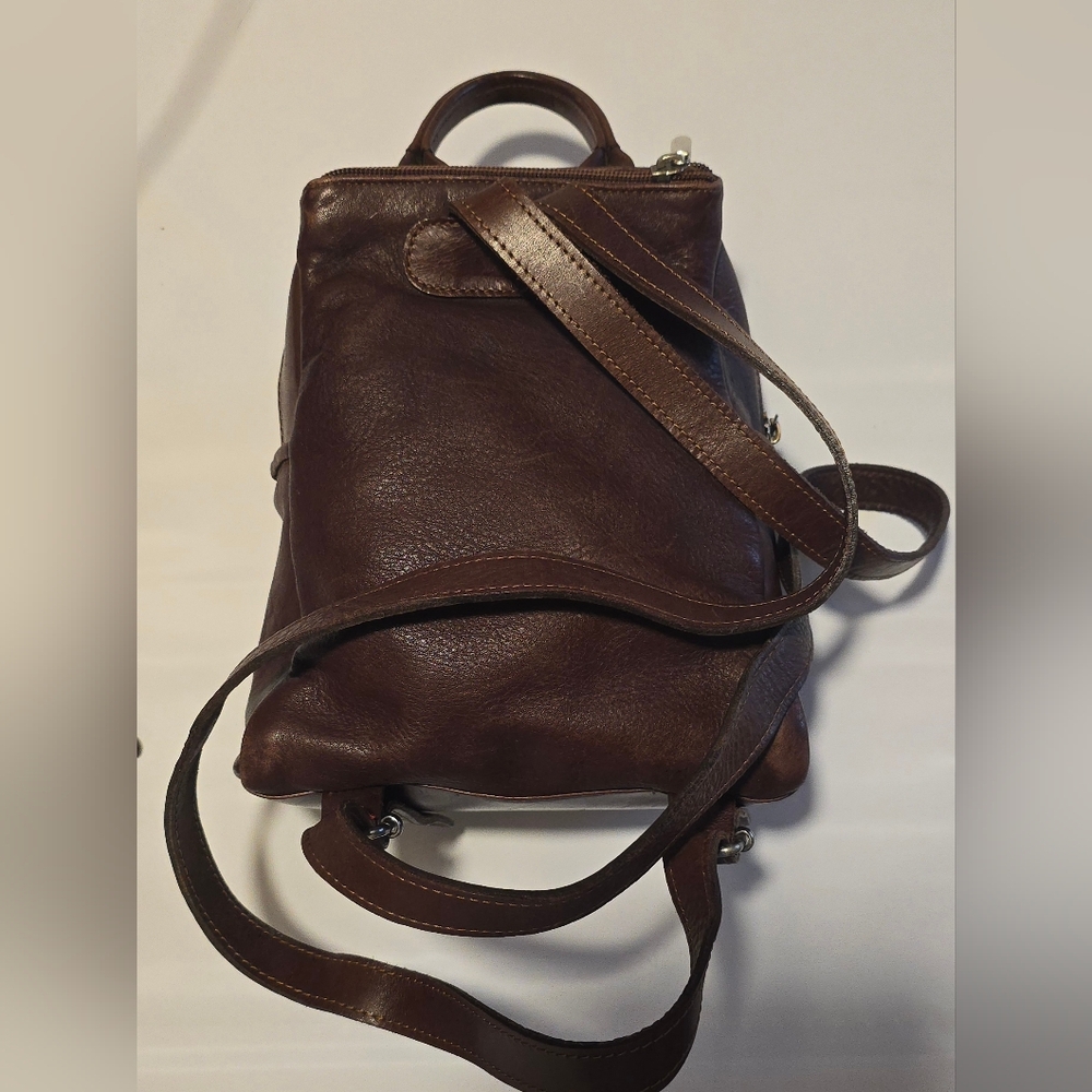 VTG Bruno Rossi Italian Brown Leather Mini Backpack Purse Made in Italy - Picture 3 of 12